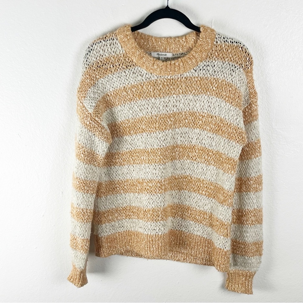 MADEWELL Baez Alpaca Wool Blend Striped Knit Long Sleeves Sweater XS Preppy Boho